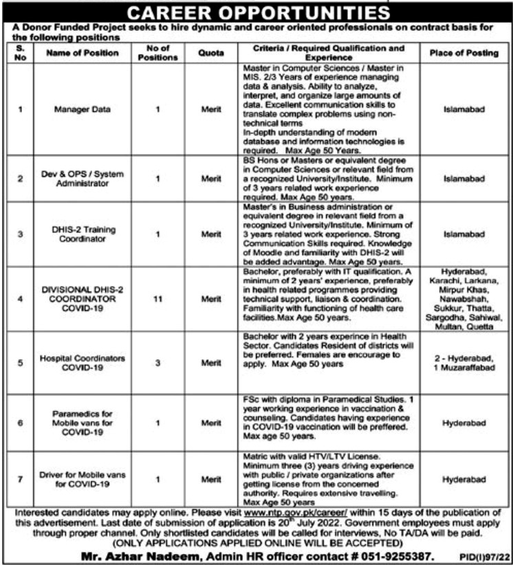 Office of Donor Funded Project Jobs 2022