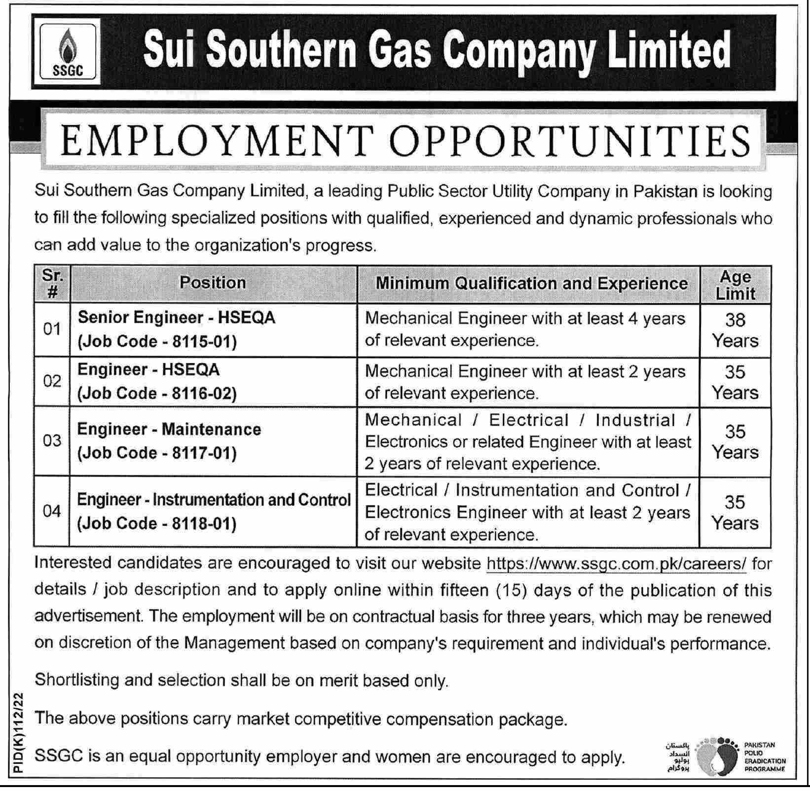 Sui Southern Gas Company Limited Jobs 2022